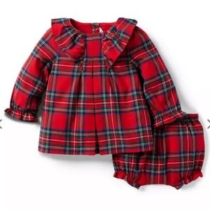 Janie & Jack baby plaid holiday set 6-12 months, sold out, worn once, Christmas
